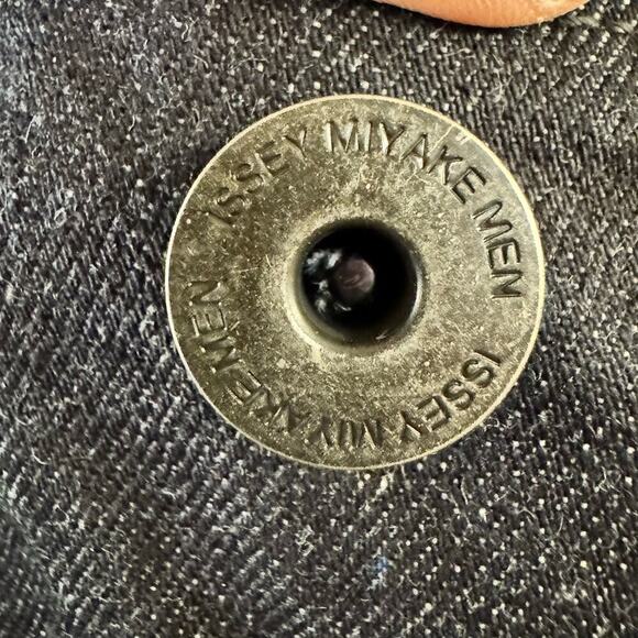 Issey Miyake Men Line Print Denim Jacket Striped Indigo Blue Casual Size 3 - Picture 2 of 8